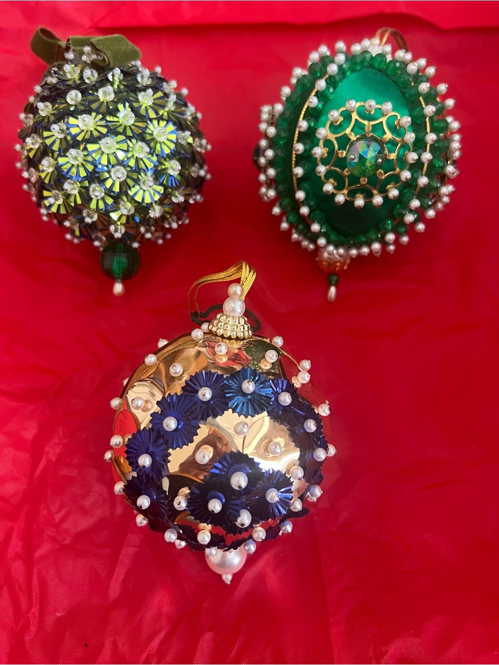 Christmas Ornaments Hand Made set of 3 lot 220